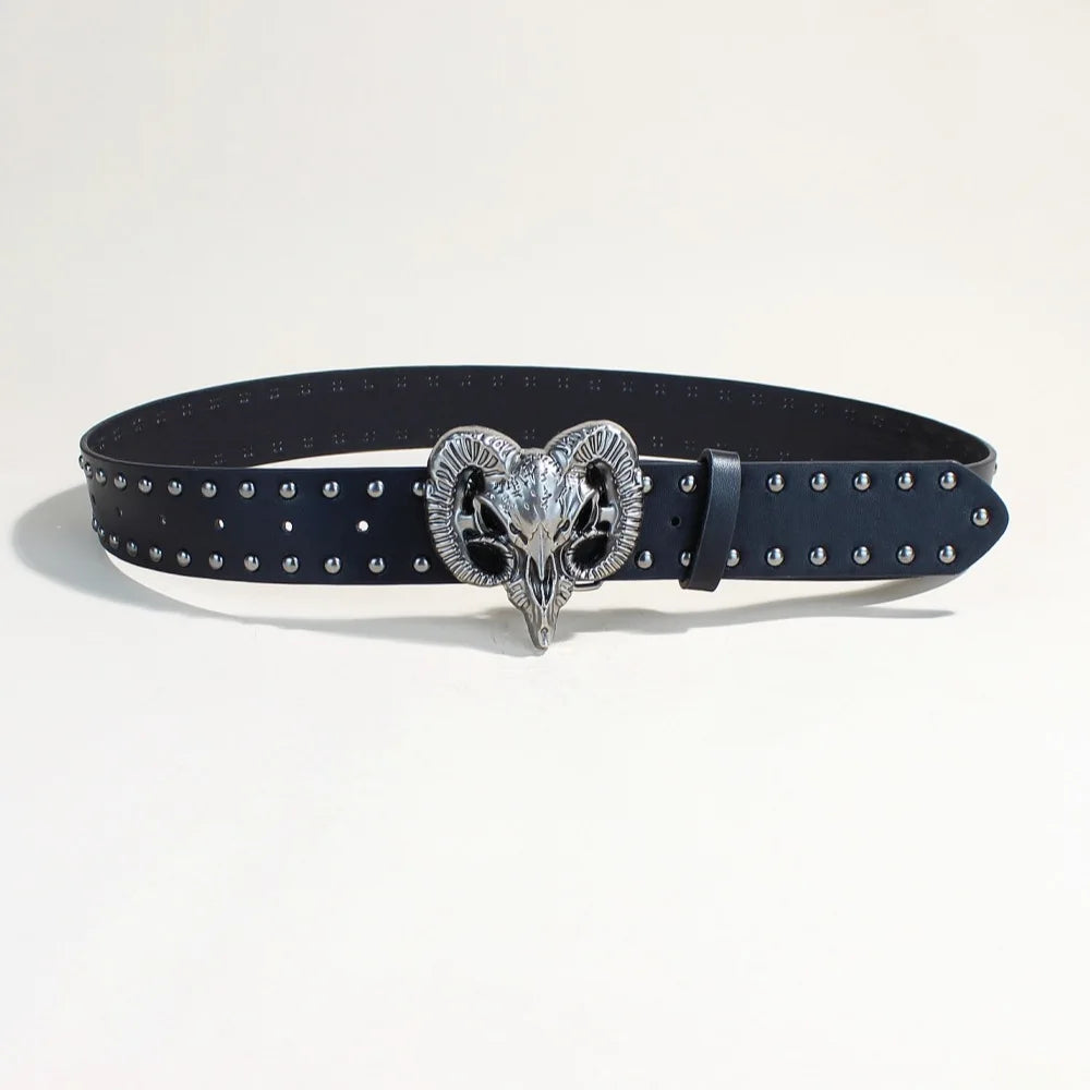 Ceinture simili cuir cloutée boucle tête de taureau - vue 2