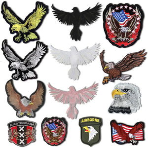 Grand écusson brodé aigle doré drapeau USA pour blouson moto - vue 1