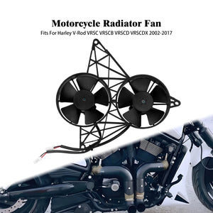 Ventilateur double de radiateur noir avec support pour Harley-Davidson V-Rod - vue 1