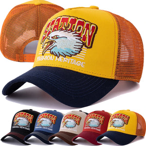Casquette trucker mesh grise avec motif tête d'aigle - vue de face - vue 1