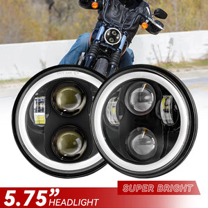 Phare LED 5,75" à anneau lumineux pour Harley - vue 1