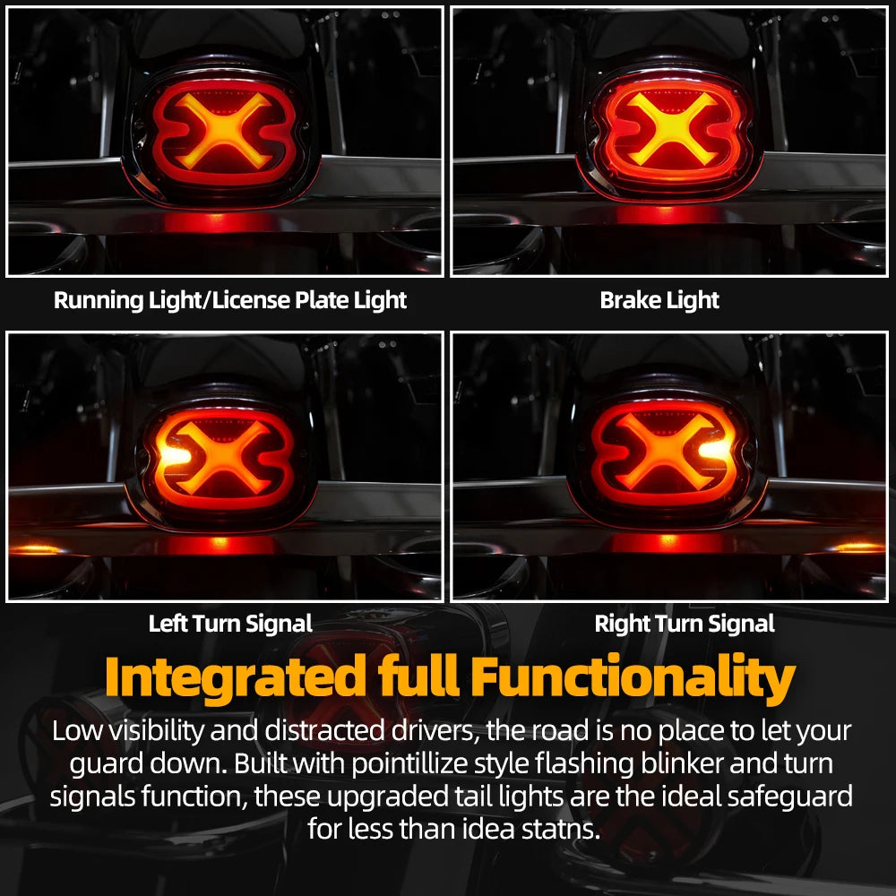 Feu arrière LED motif X pour Harley Touring Softail - vue 2