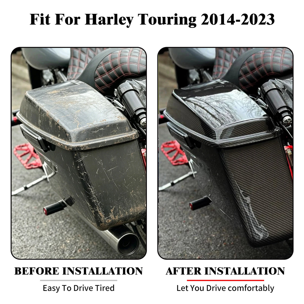Couvercles de sacoches en fibre de carbone pour Harley-Davidson Touring - vue 2