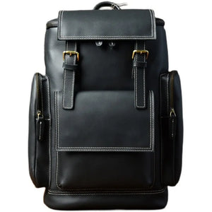 Sac à dos vintage en cuir noir véritable Crazy Horse - vue 7