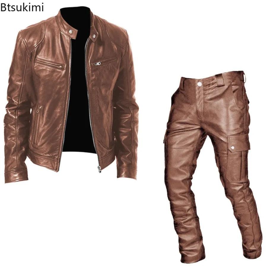 Ensemble Blouson et Pantalon Simili Cuir Homme - vue 2