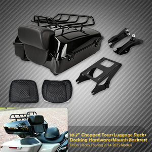 Top Case Chopped Tour Trunk 10,7" avec Porte-Bagages et Dossier - Harley-Davidson Touring 2014-2025 – photo 7/7