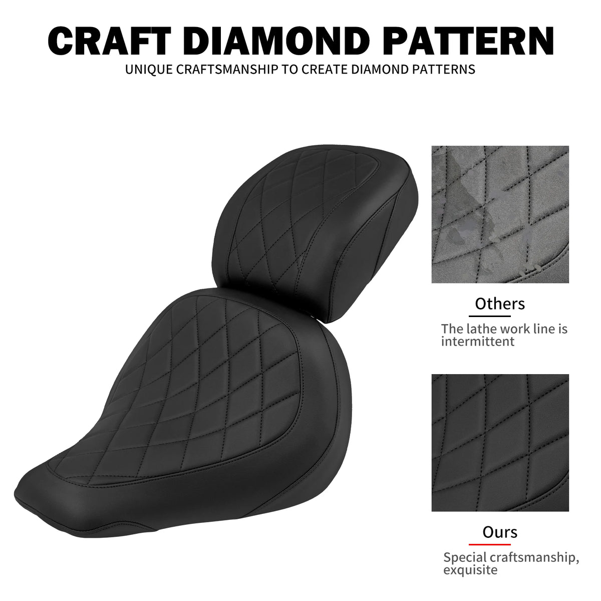 Selle biplace avant/arrière pour Harley-Davidson Softail Fat Boy FLFB / FLFBS (2018+) et Breakout FXBR (2023+)