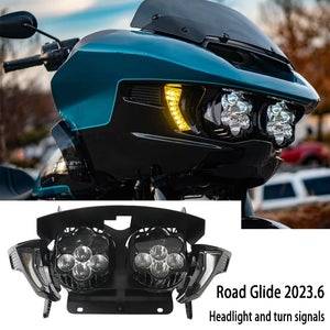 Kit de phares LED noirs pour Harley Road Glide - vue 1