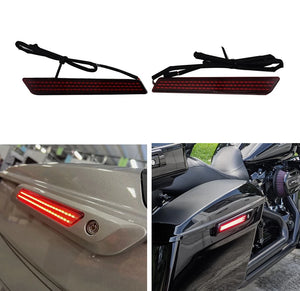 Caches de loquets de sacoches lumineux LED rouge (81 LED) pour Harley Touring 2014-2022 - vue 1