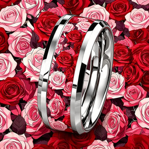 Bague en acier inoxydable tête de mort et rose - vue 30