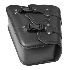 Sacoche latérale en cuir PU noir pour bras oscillant de moto custom - vue 1