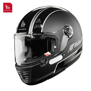 Casque moto intégral rétro noir - vue de face - vue 1