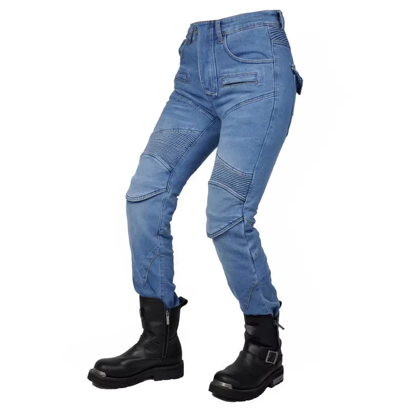 Jean moto femme avec protections amovibles - vue 2
