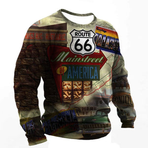 T-shirt Manches Longues Homme Imprimé Route 66 Biker - vue 10