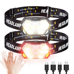 Lampe frontale LED 9 diodes, rechargeable USB, détecteur de mouvement – photo 1/15