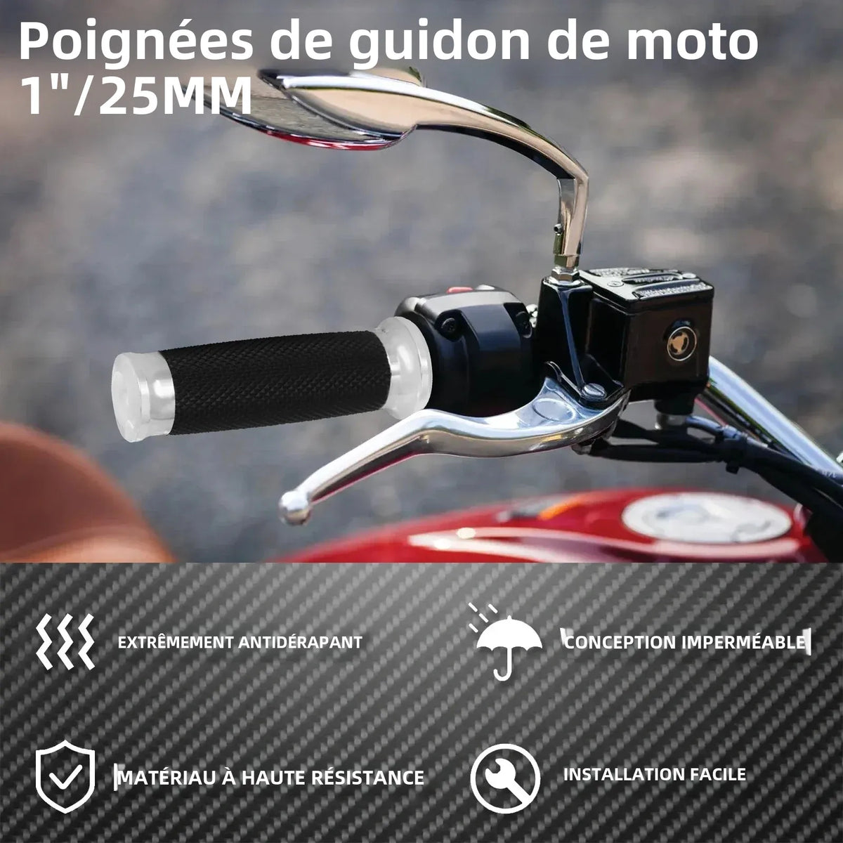 Poignées 1 pouce pour Harley Sportster et Dyna - vue 2