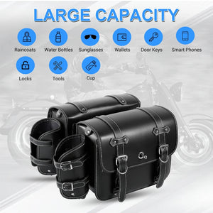 Sacoches cavalières en cuir PU avec porte-gobelet pour moto - vue 5