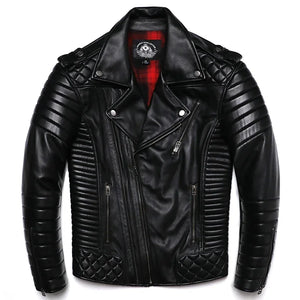 Veste en cuir d'agneau coupe slim - vue de face - vue 6