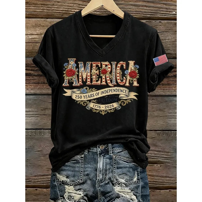 T-shirt Femme Drapeau Américain 1776-2026, Édition 250 ans - vue 2