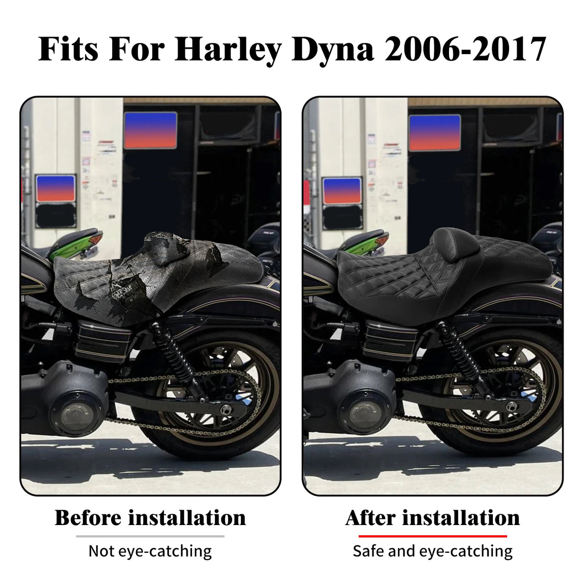 Selle biplace avec dossier pour Harley-Davidson Dyna Street Bob, Low Rider FXDB (2006-2017)