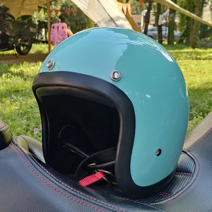 Casque moto jet rétro noir doublure cuir - vue de profil - vue 11