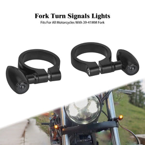Paire de clignotants LED à collier de fourche pour moto - vue 8