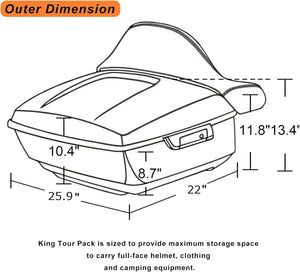 Top case ABS étanche avec dossier et porte-bagages pour Harley Low Rider ST, Sport Glide - vue 2