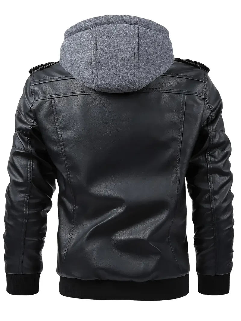 Blouson cuir homme style motard - vue - vue 2