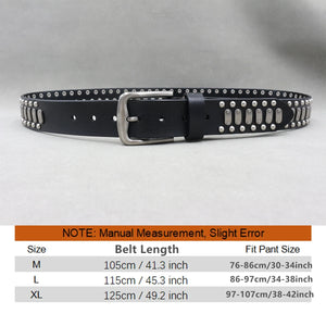 Ceinture en cuir véritable cloutée style rock - vue 2