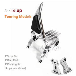 Sissy-bar dossier passager avec porte-bagages pour Harley-Davidson Touring Road King, Street Glide et Electra Glide - vue 1