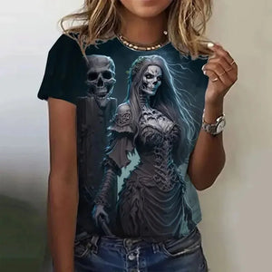T-shirt Femme Crâne Rose Vintage Oversize - vue 9