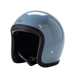Casque moto jet rétro noir doublure cuir - vue de profil - vue 7