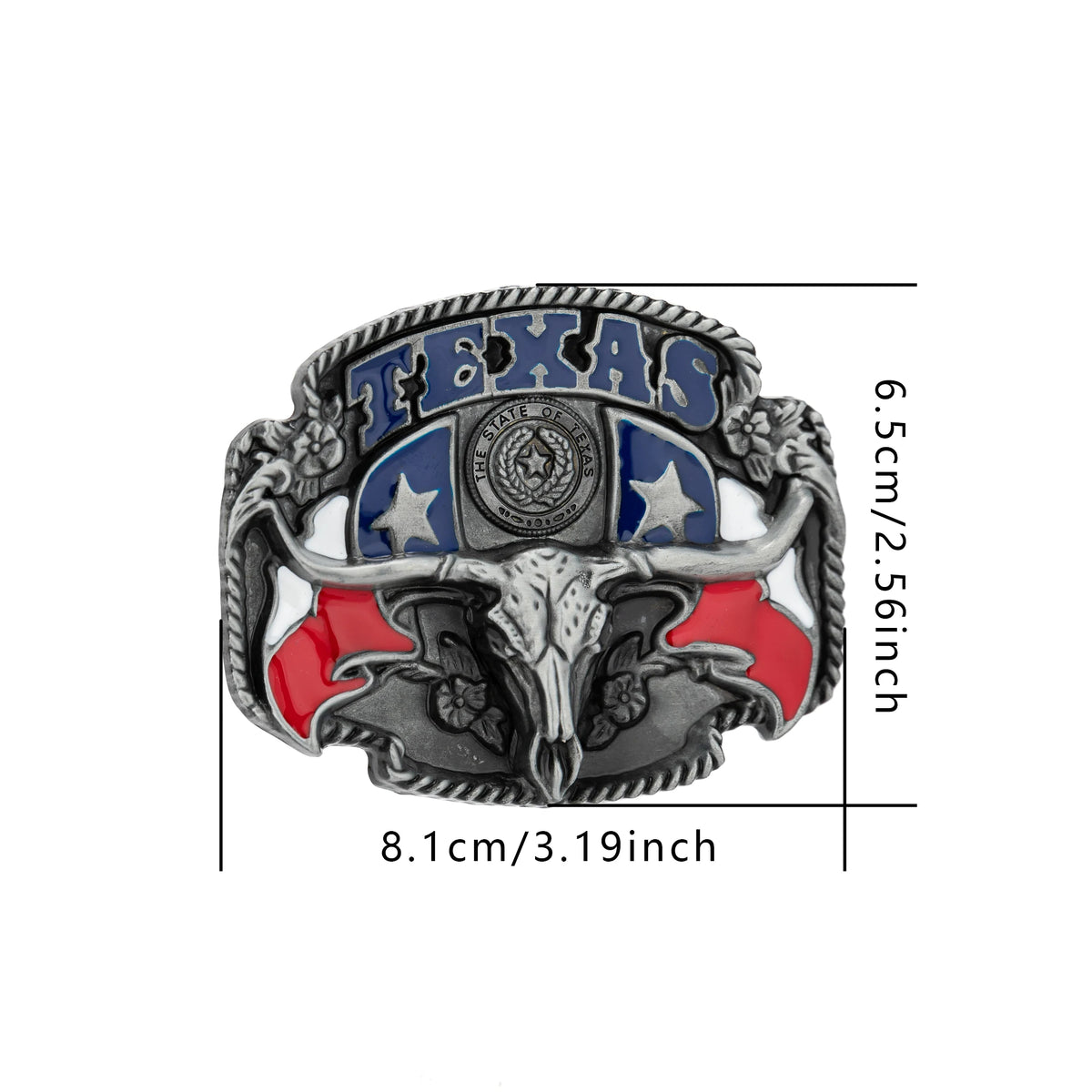 Boucle de ceinture métallique tête de taureau colorée style western - vue 2