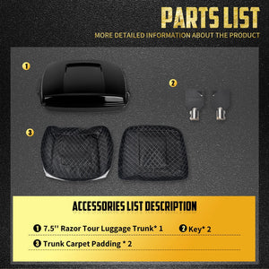 Top Case Arrière Chopped/Razor/King (7,5\"/10,7\"/13,7\") - Harley-Davidson Touring 2014-2025 – photo 10/12