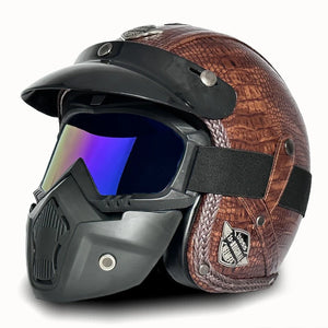 Casque Moto Vintage Ouvert en Cuir PU - Style Café Racer - vue 14