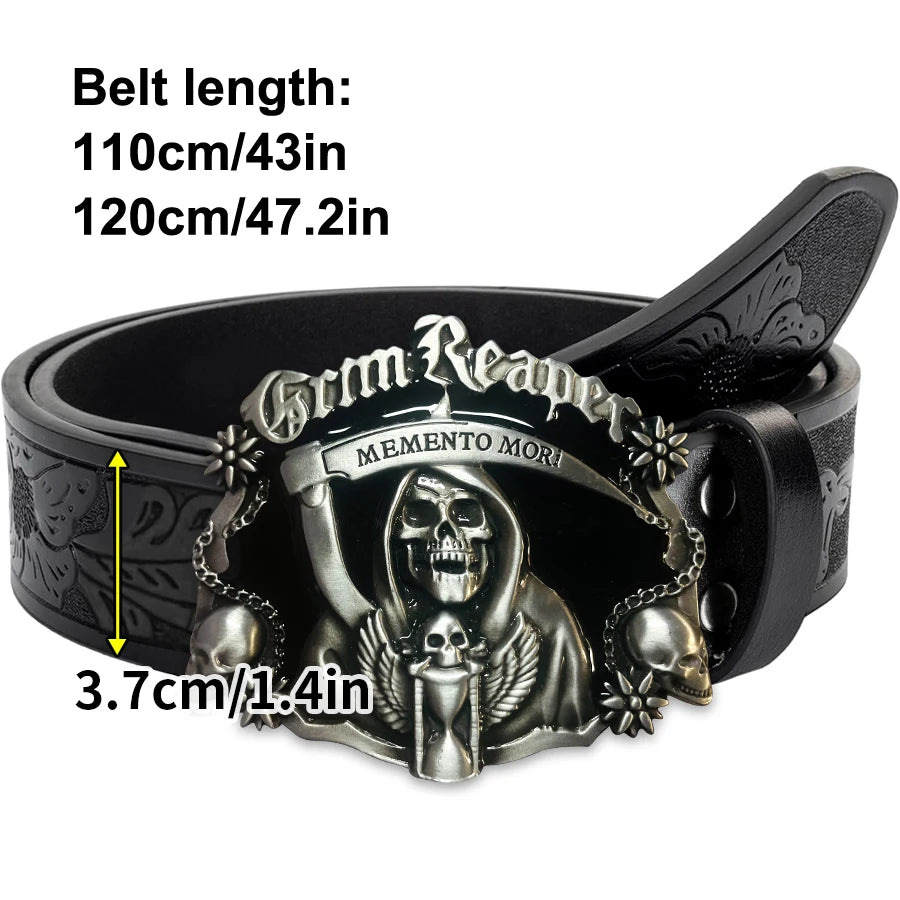 Ceinture simili cuir boucle tête fantôme et faucille - vue 2