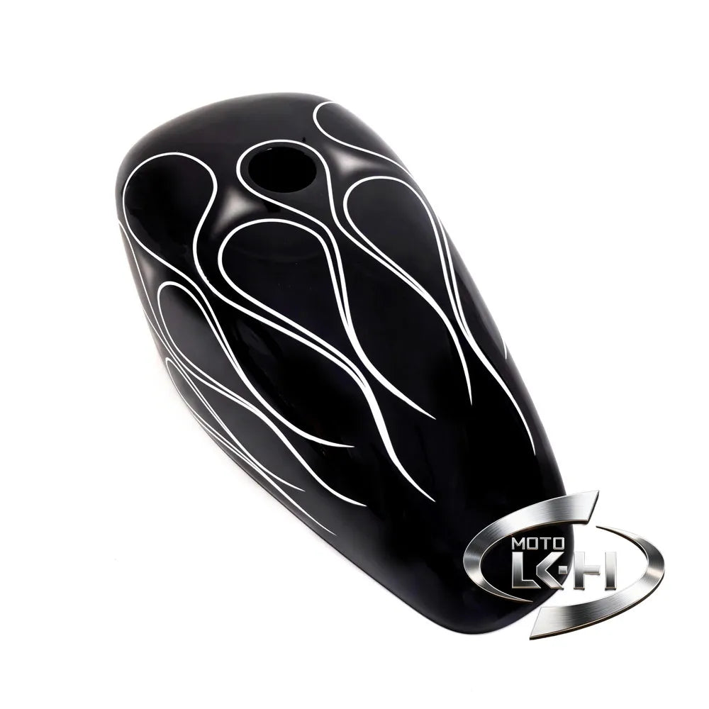 Coque de réservoir d'huile motif flammes pour moto Harley - vue 2