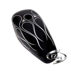Coque de réservoir d'huile motif flammes pour moto Harley - vue 2