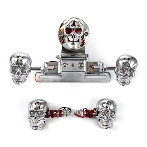 Kit feu arrière tête de mort chromé pour Harley Big Twin - vue 1