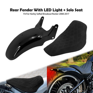 Garde-boue arrière raccourci et selle solo noire pour moto Harley-Davidson Softail - vue 8