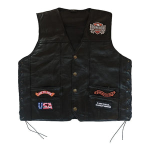 Gilet en cuir homme brodé sans manches - style biker - vue 2