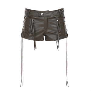 Short simili cuir taille basse style punk streetwear - vue 4