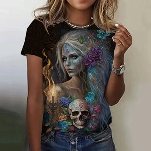 T-shirt Femme Crâne Rose Vintage Oversize - vue 18