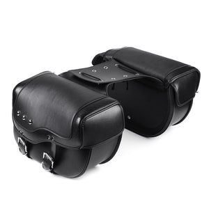 Paire de sacoches cavalières en cuir PU noir pour moto custom - vue 5