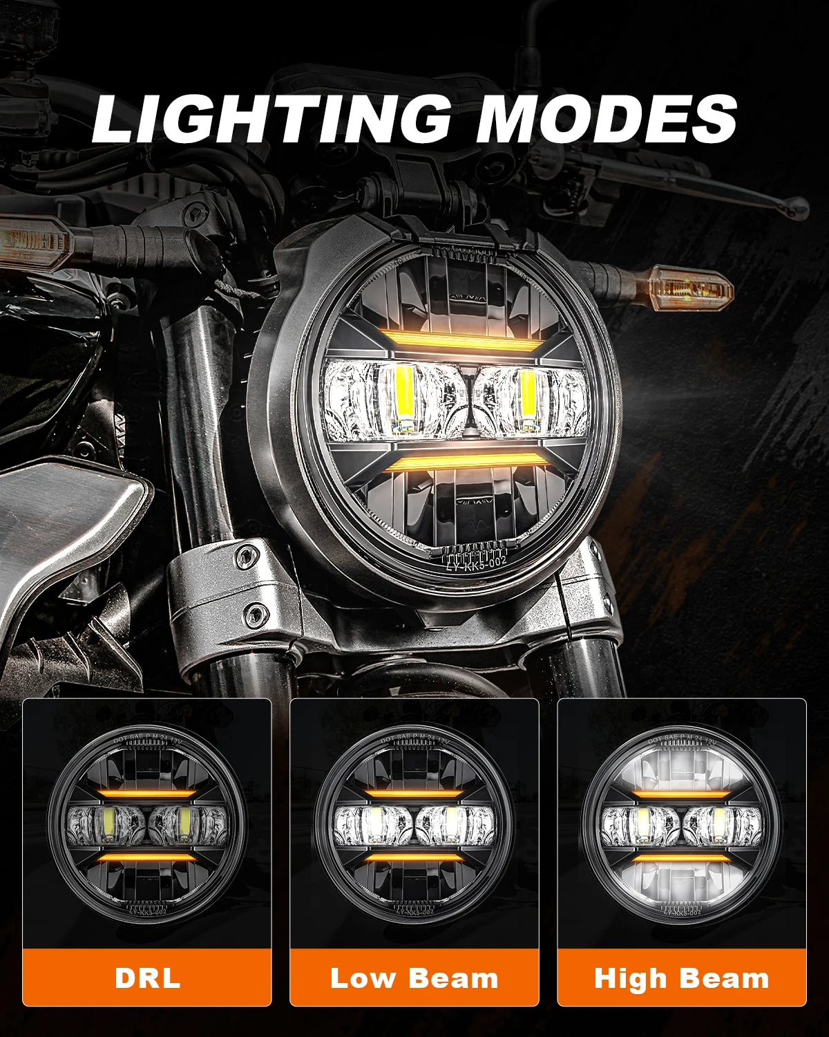 Phare LED 5,75 pouces 12V avec feu de jour DRL pour moto Harley-Davidson, Yamaha, Honda - vue 2