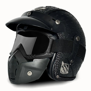 Casque Moto Vintage Ouvert en Cuir PU - Style Café Racer - vue 25