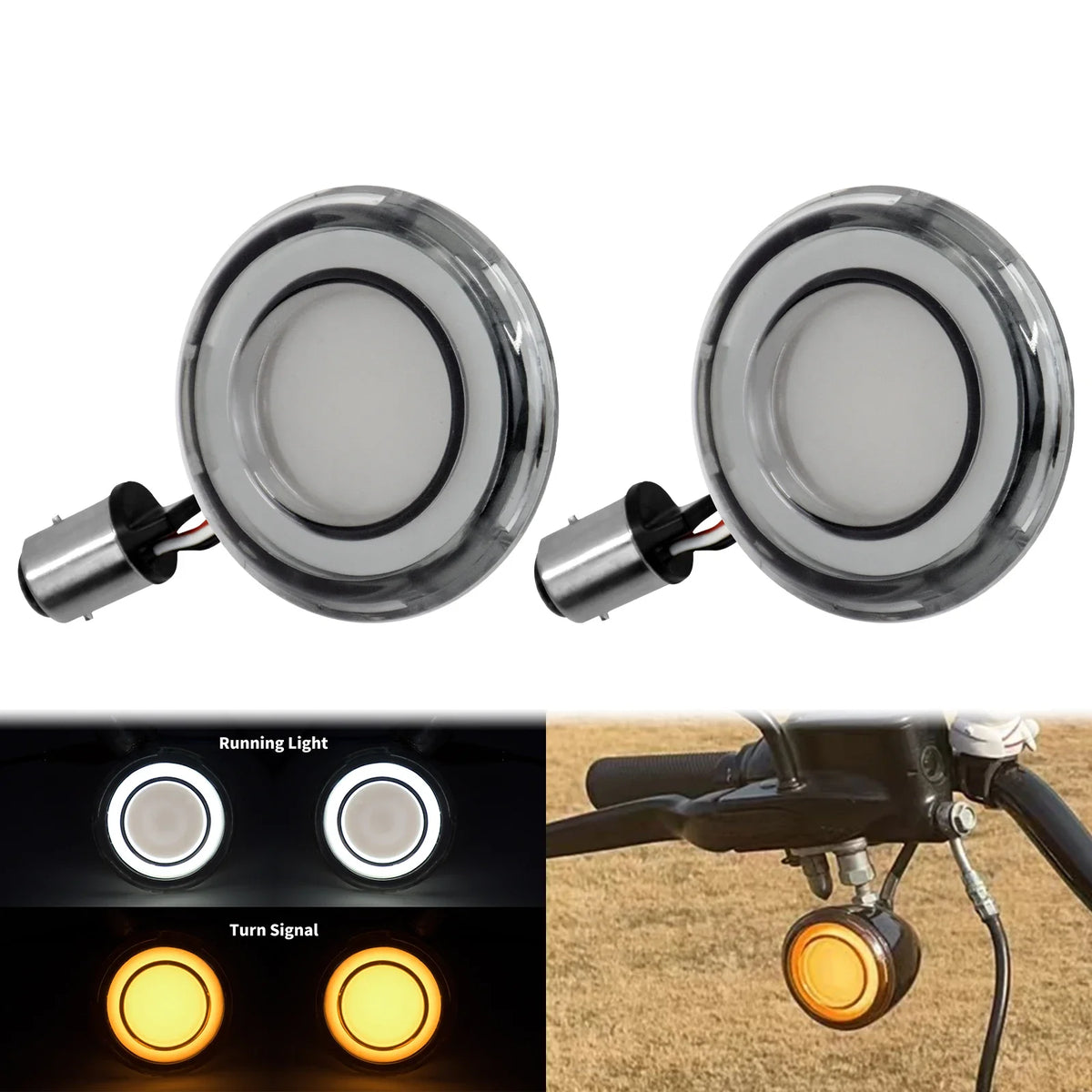 Clignotants avant LED type balle 1157 (lot de 2) pour Harley Sportster, Dyna, Softail et Touring - vue 2
