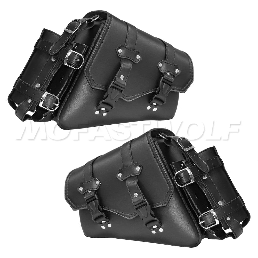 Sacoche de bras oscillant noire côté gauche fixée sur une Harley-Davidson Softail - vue 2