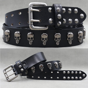 Ceinture en cuir véritable cloutée style rock - vue 1