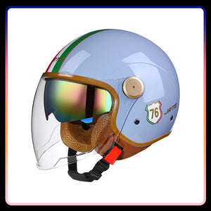 Casque moto jet rétro ouvert, vue de profil - vue 2